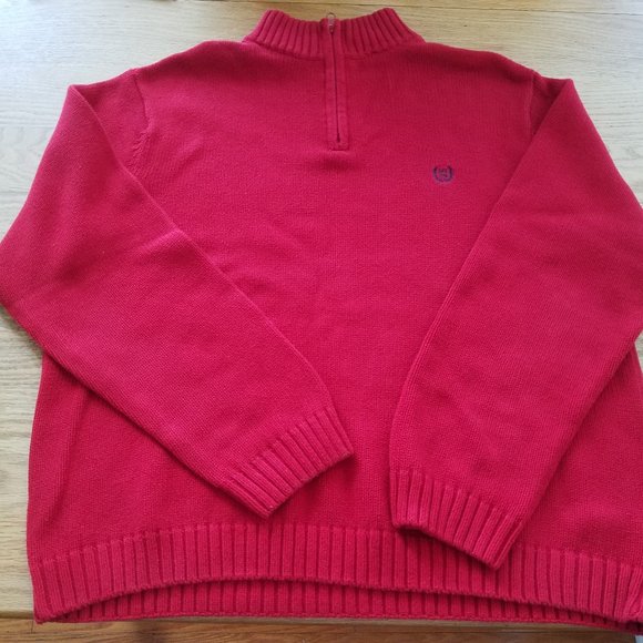 CHAPS XL Quarter Zip Casual Long Sleeve Mens Sweater, Red, EUC - Picture 3 of 9